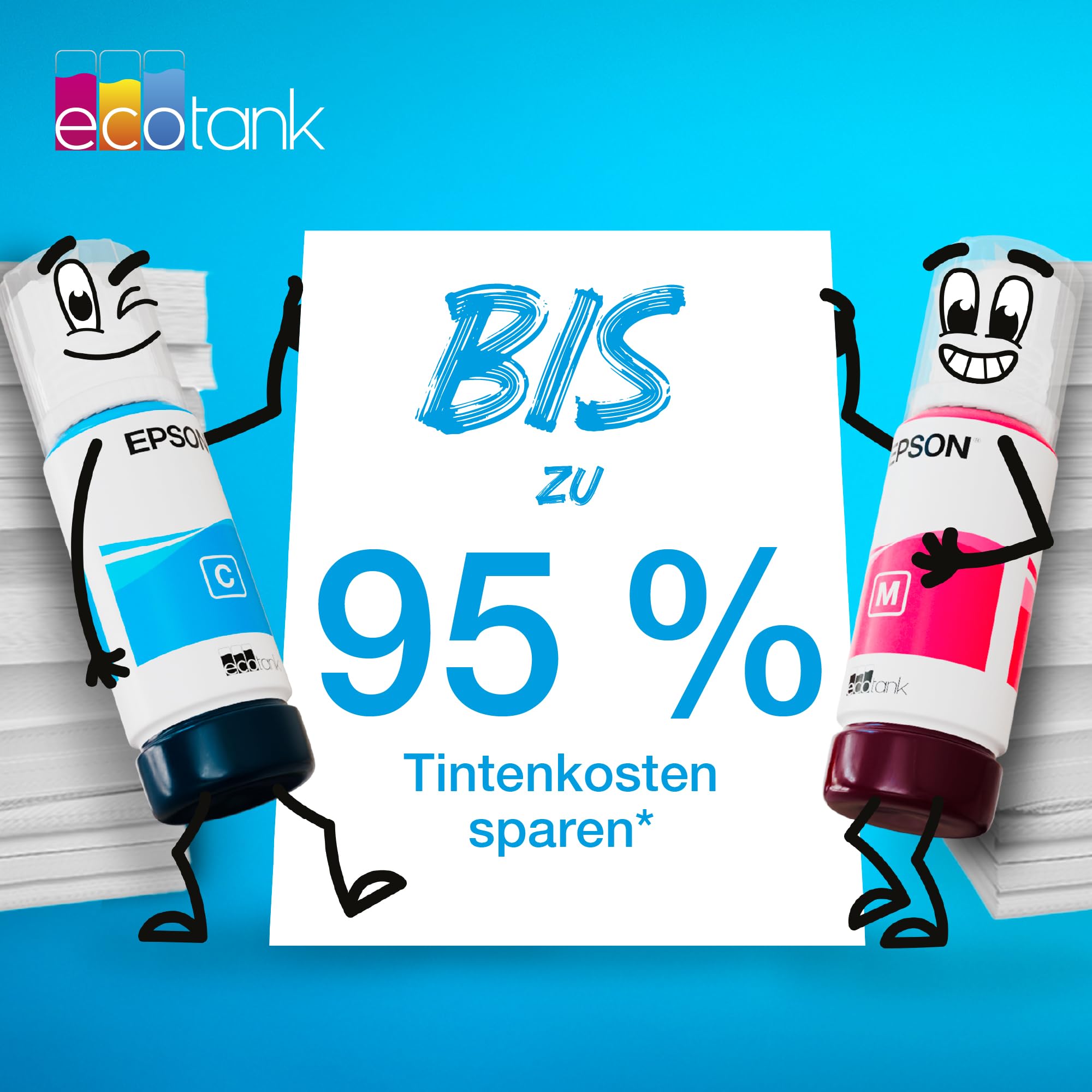 Epson EcoTank 104 Original Tintenflaschen 4x Farb-Multipack Schwarz Cyan Magenta Gelb