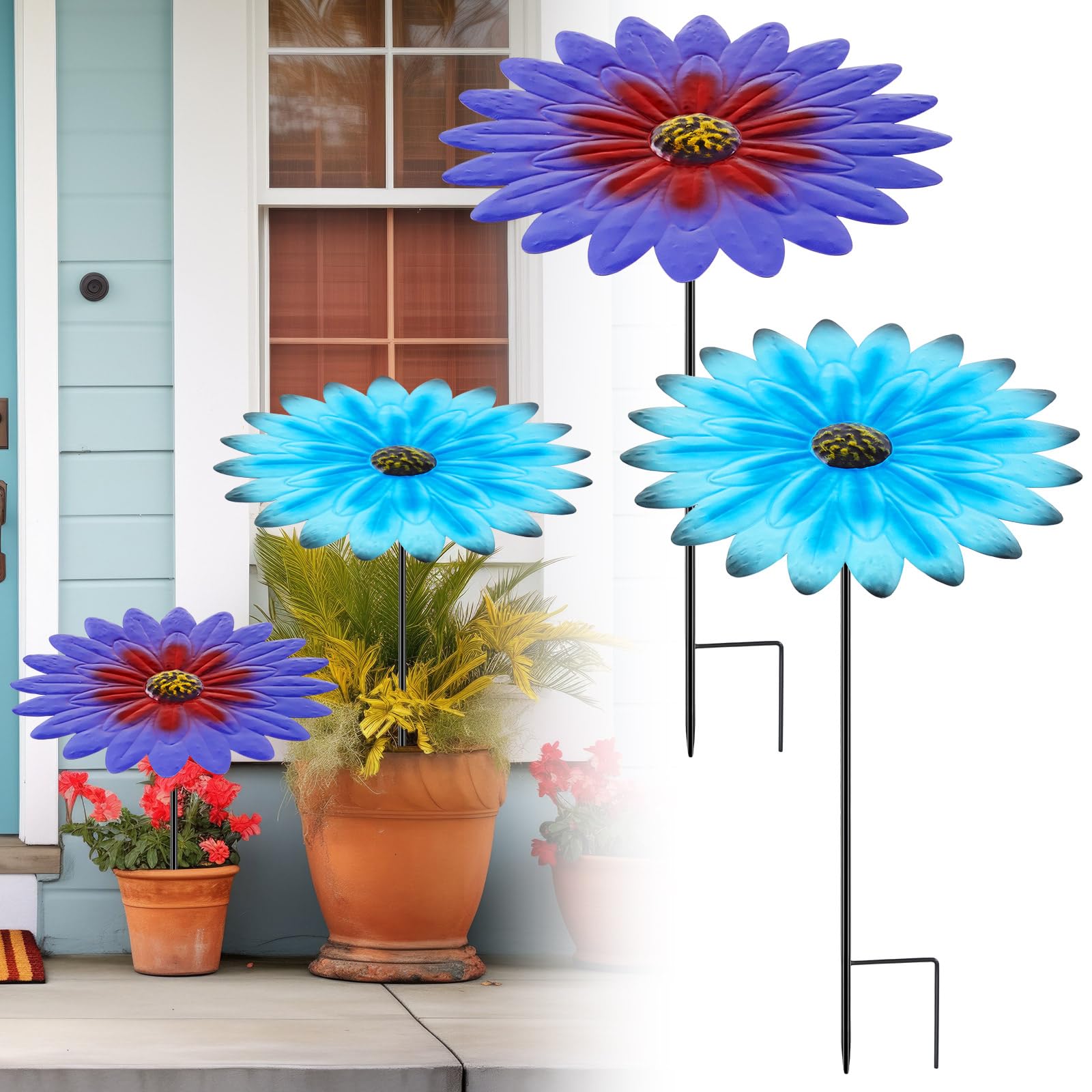 Threehoney 2 Pack Metal Plant Umbrella