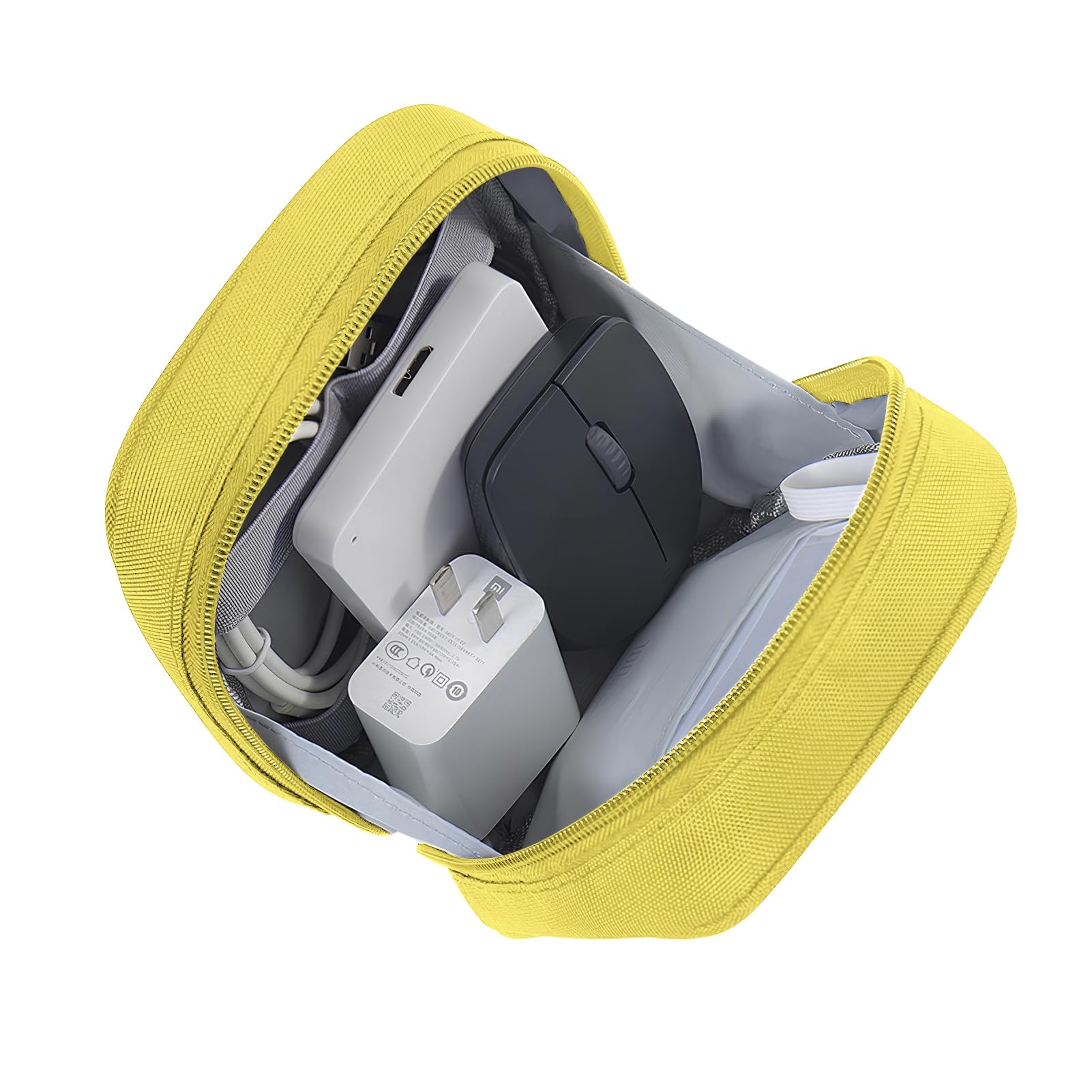 DOB SECHS Reise Kabeltasche, Wasserfest Kabel Organizer Tasche, Tragbare Elektronik Organizer Bag, Tech Pouch,FüR Handyladekabel, Powerbank, Kabel, Adapter, Festplatte (Gelb)
