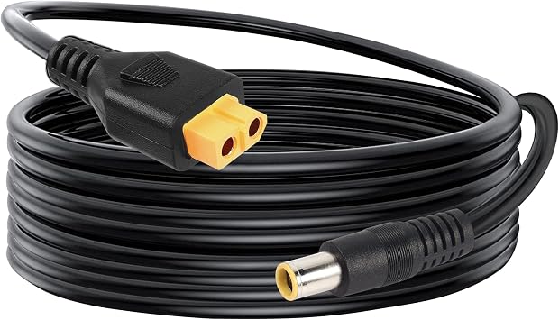 GELRHONR DC 8mm Male to XT60 Female Solar Panel Adapter Power Cable,14AWG DC7909 to XT60 Connector Jack Cable for Solar Generator Portable Power Station 1M Balck - 1M - XT60 Female to DC7909 Male