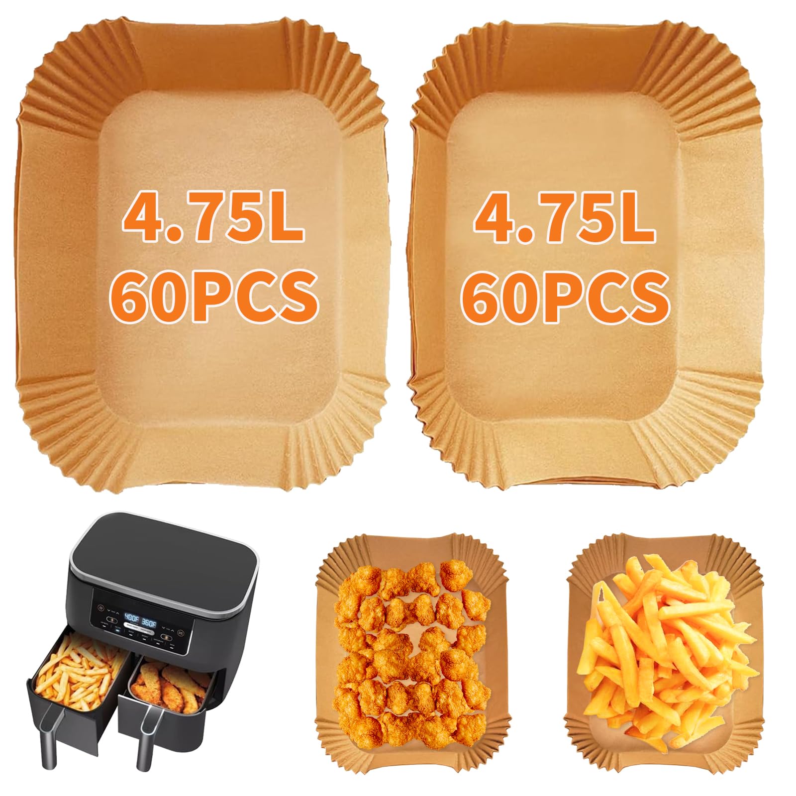 Air Fryer Liners Disposable for Ninja Dual, Keplin Air Fryer 9L, Emtronics, 120PCS Airfryer Liners 9L/9.5L, Air Fryer Accessories for Ninja AF300UK/AF400UK/SL400UK, Tower, Other Dual Zone Air Fryer