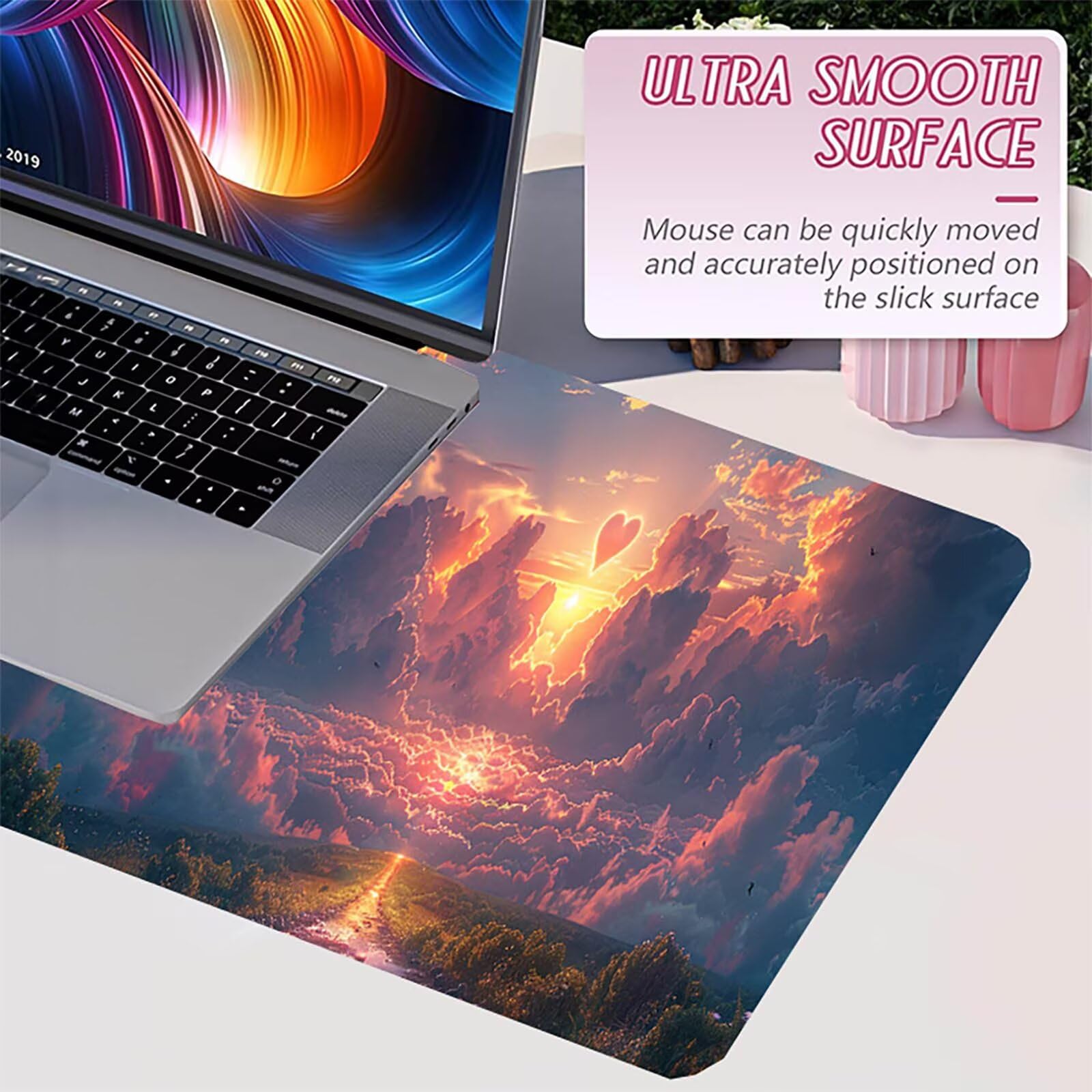 Tappetino Mouse XXL 1500 x 800 mm, Tappetino Mouse Nuvola, Gaming Mousepad Migliorare la Velocità e la Precisione, Mouse Pad con Base in Gomma Antiscivolo, Ufficio Accessori Gaming, Bianco 9-9153