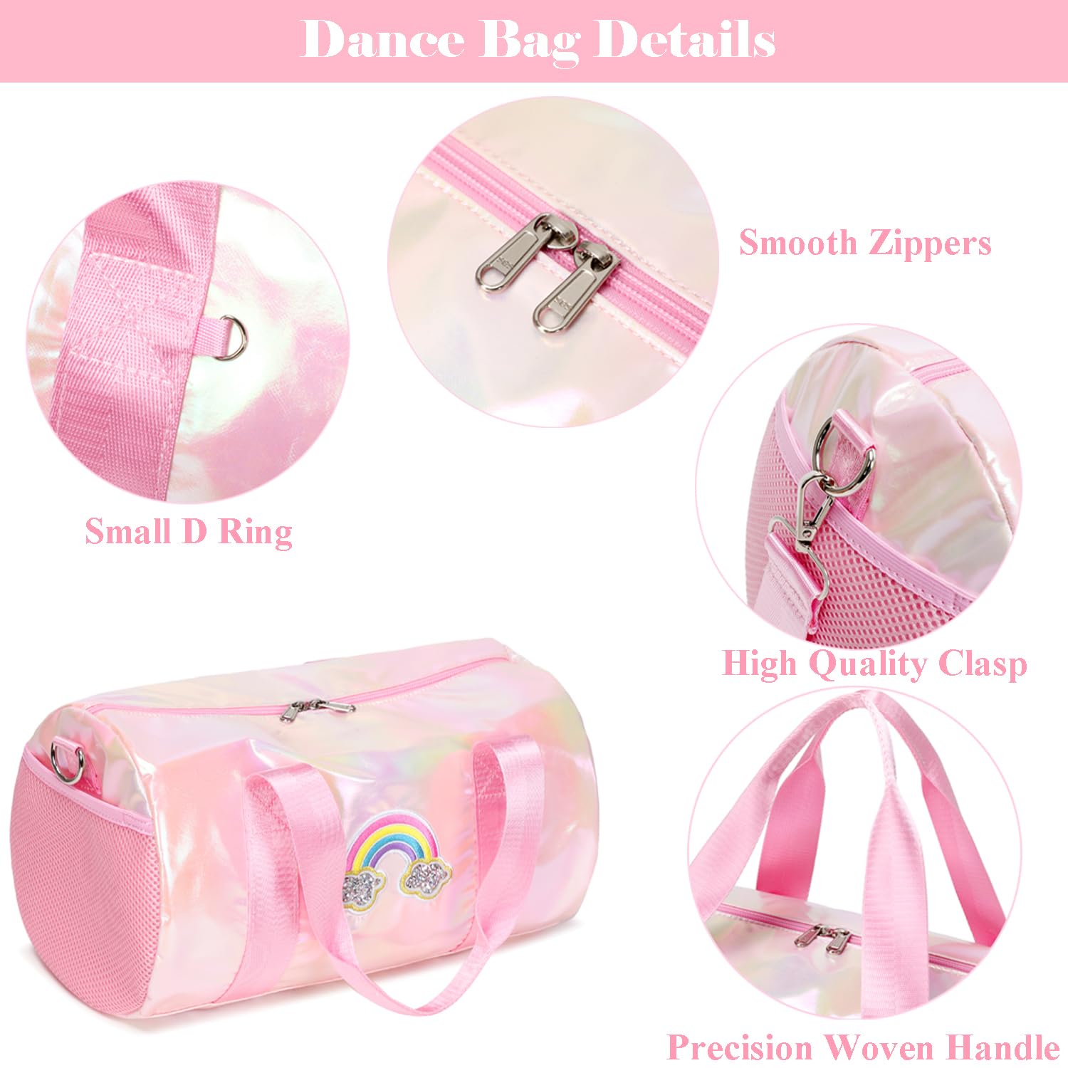 Laser Sporttasche Kinder Mädchen Tanztasche für Ballet Kleine Schultasche Schultertaschen Gymnastiktasche Kinderreisetasche mit Wasserdichter Tasche