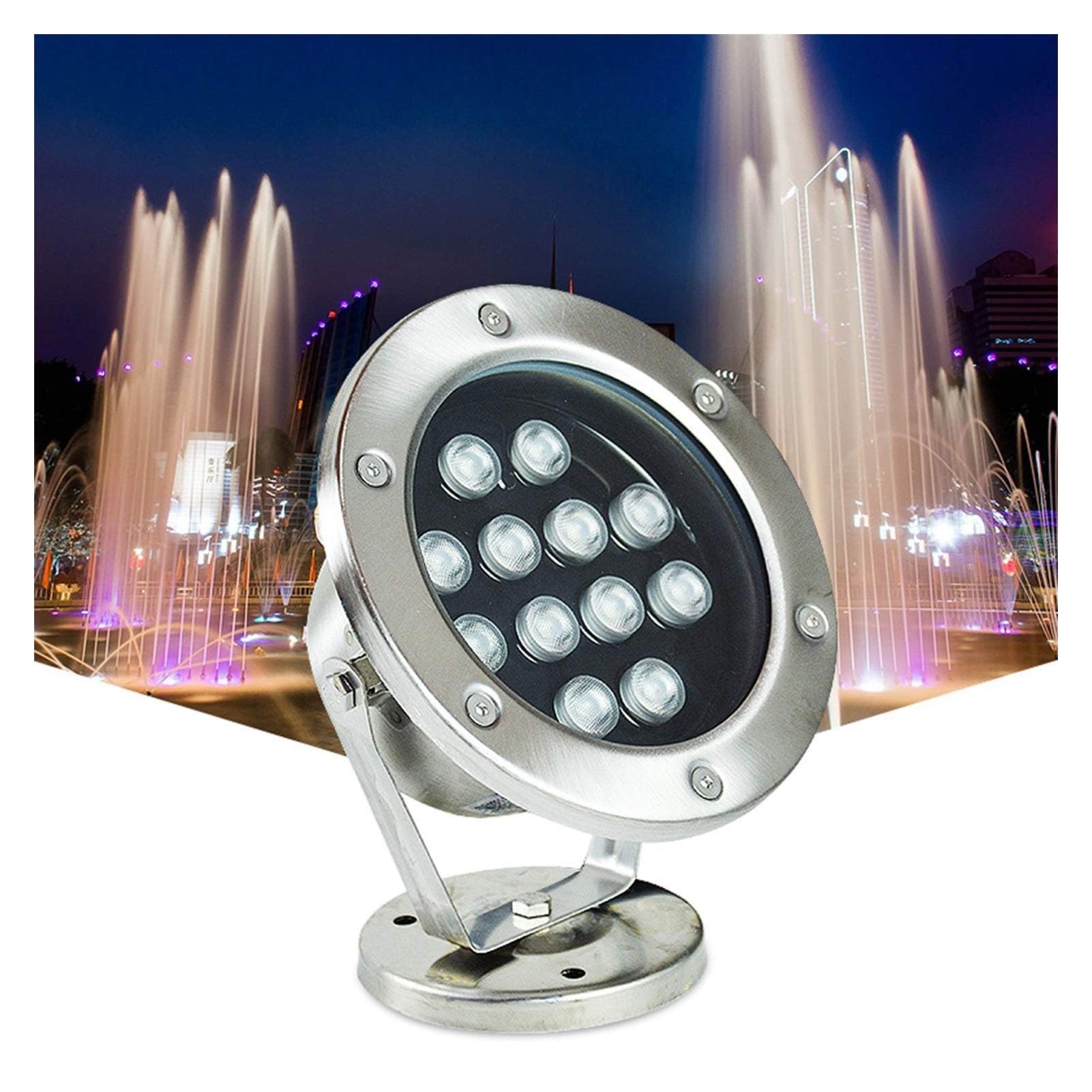 THEGA Fountain Light - IP68 Waterproof Pool Spotlight, Pond Light Underwater Lights, 24V LED Underwater Spotlight Full, Stainless Steel Color Landscape Lights, For Fountains(Warm White,3w)