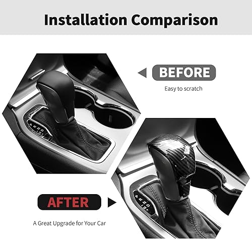 Miniatura 2 de RT-TCZ Cubierta de perilla de palanca de cambios de fibra de carbono, accesorios decorativos interiores para Jeep Grand Cherokee 2017-2020