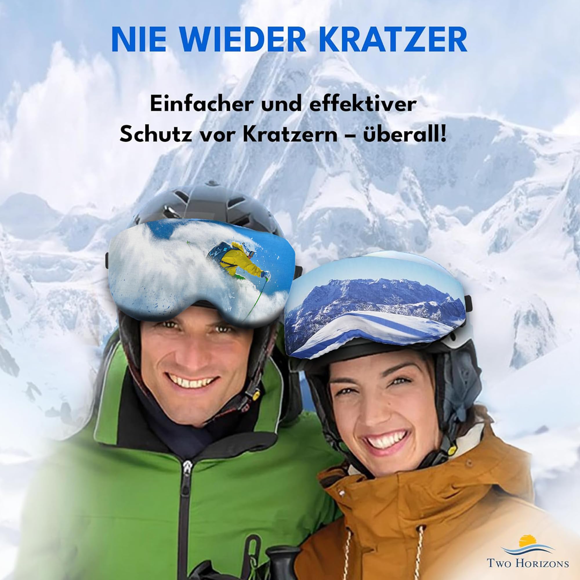 Protection de visière pour casque de ski Two Horizons avec chiffon microfibre - Style sourire