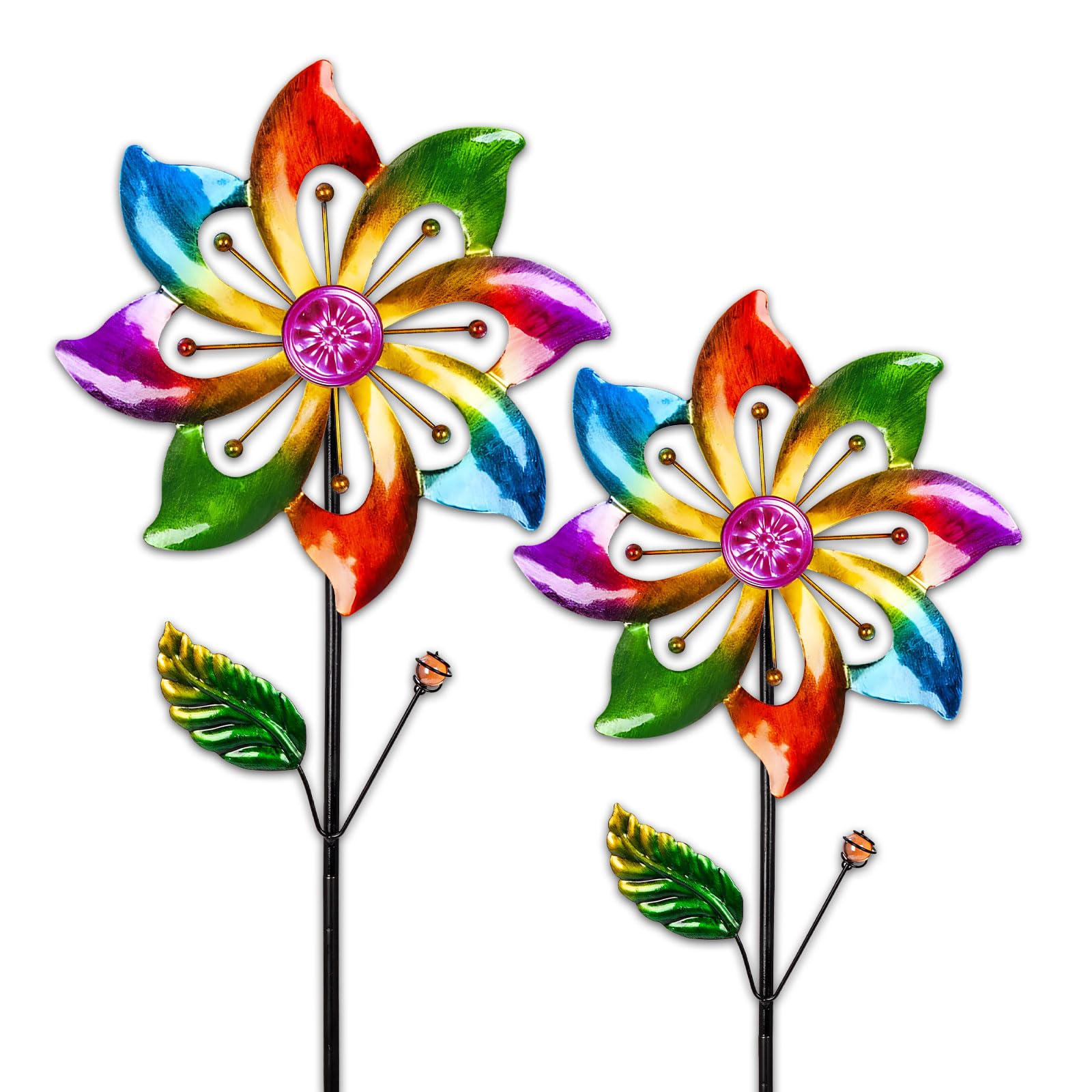 2 Packs Wind Spinners Outdoor, Outdoor Decor Windmill for Yard, Pinwheels, Wind Spinners for Yard Garden, Outdoor Metal Wind Spinner Lawn Decor