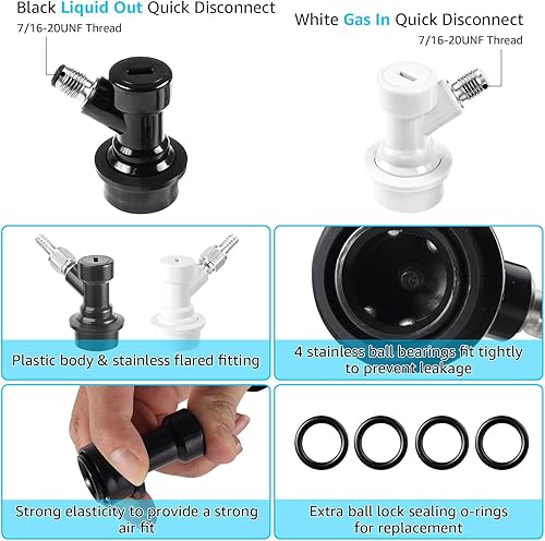 Miniatura 8 de Cerradura de bola de barril de cursi de desconexión rápida para conectar accesorios, tubo de plástico recto de 38 pulgadas OD a rosca de 716