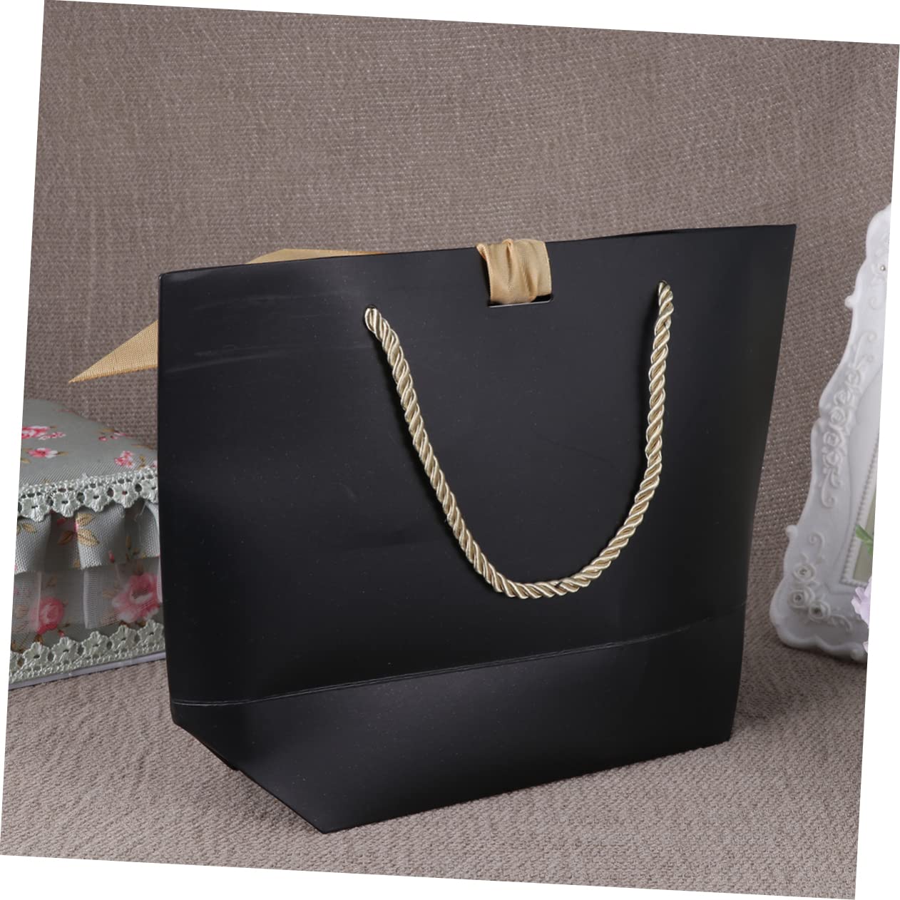 CIYODO 12piezas Bolso Diseño De Lazo Bolsas De y Souvenirs Para Celebraciones Casa Negro