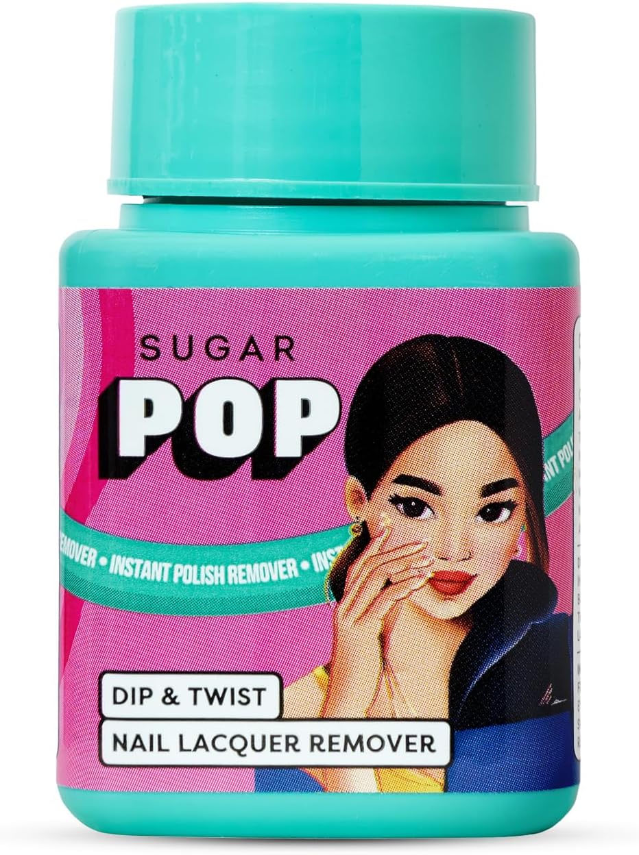 Dip & Twist Nail Lacquer Remover with Vitamin E, Almond Oil & Jojoba Oil | Easy to use | Super-soft sponge | Acetone-free | Prevents cracking, peeling and breakage - 60 ml