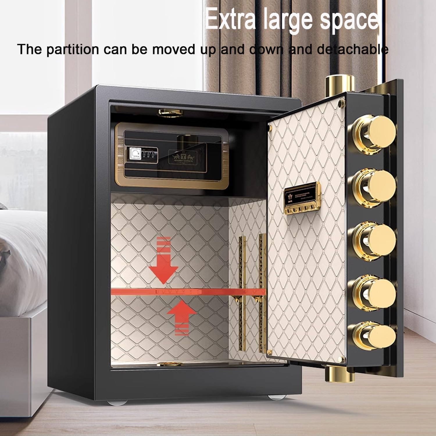 Casseforti a armadio, Casseforti Diversion a muro, Impronta digitale, Chiave, Password digitale, 3 metodi di sblocco, Casseforti Password Safe Home, Cassaforte per ufficio da 60 cm