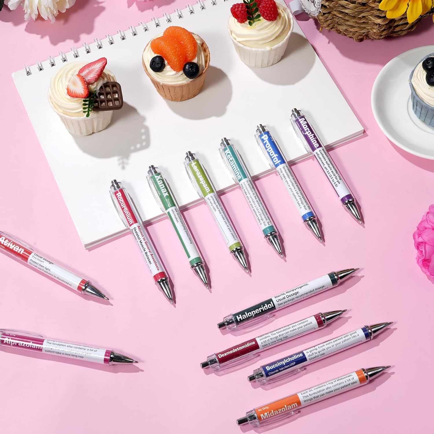 24 Pcs Pharmacy Pens Gifts for Nurse Pharmacist, Funny Drug Retractable Ballpoint Pens, Nurses Week Gifts Bulk, Nurse Medical Pens Pharmacy Tech Technician Graduation Gift Accessories for Women Men - Image 4