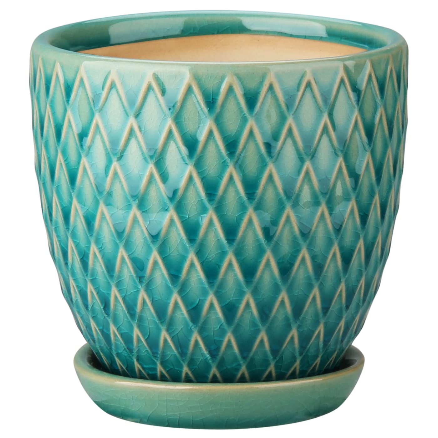 Oairse Doniczka ceramiczna, zestaw 3 okrągłych doniczek, z otworem odpływowym i ceramiczną misą na sukulenty, kaktusy, do użytku wewnątrz i na zewnątrz, do ogrodu, domu, na parapet, średnica 11,2 cm