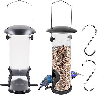 2PCS Bird Feeders Wild Bird Seed Feeder Hanging Bird Feeders with Hooks for Small Birds, Bird Feeder for Mix Seed Blends, Sunflower Heart, Peanut Feeder