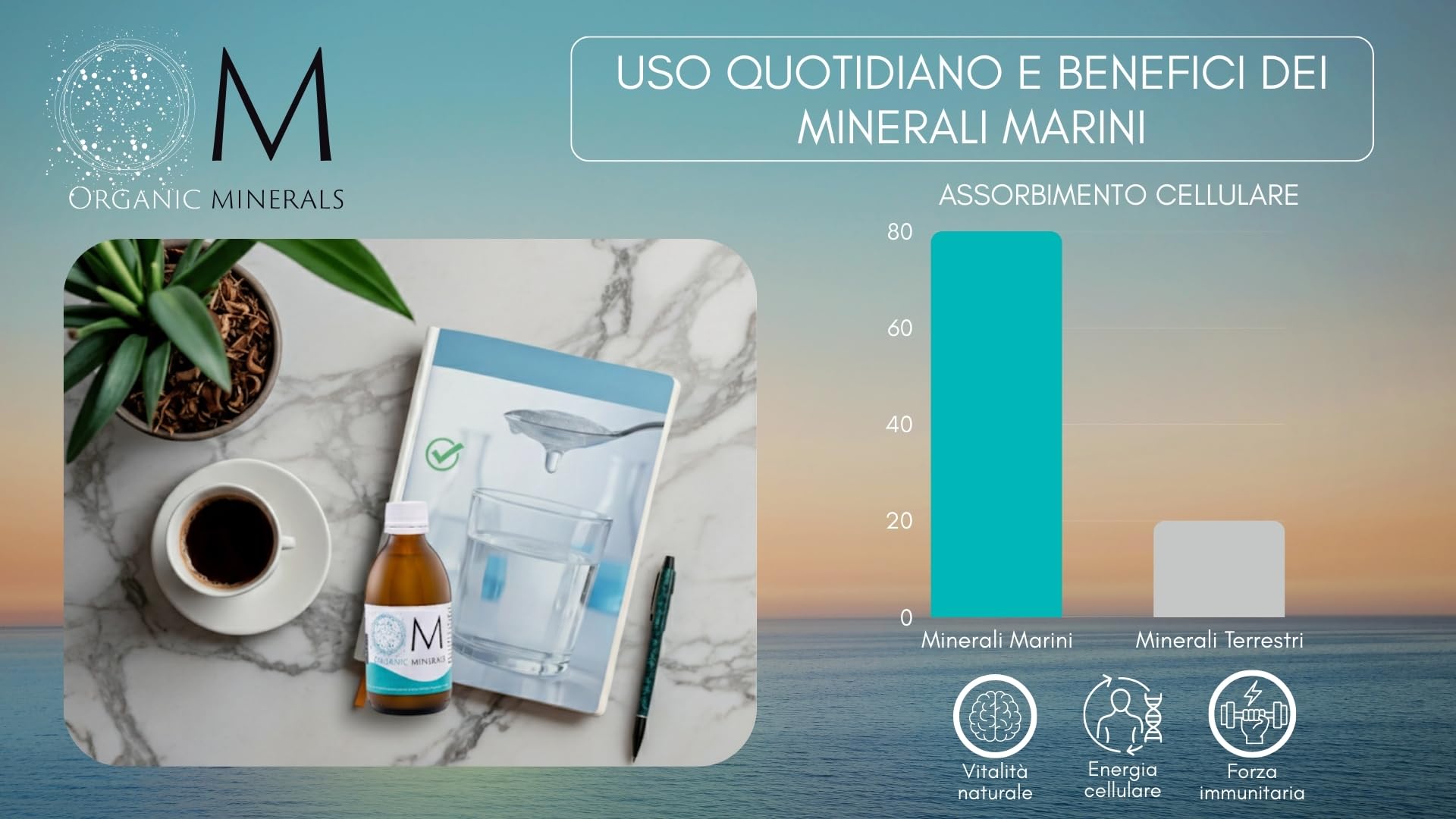 Ormus Organic Mineral 1000 mL - Ormus Premium - Ormus Concentrato - Acqua di mare - Ormus marino - Minerali - Oligoelementi - Mono-Atomi - Liquido - 1 unità