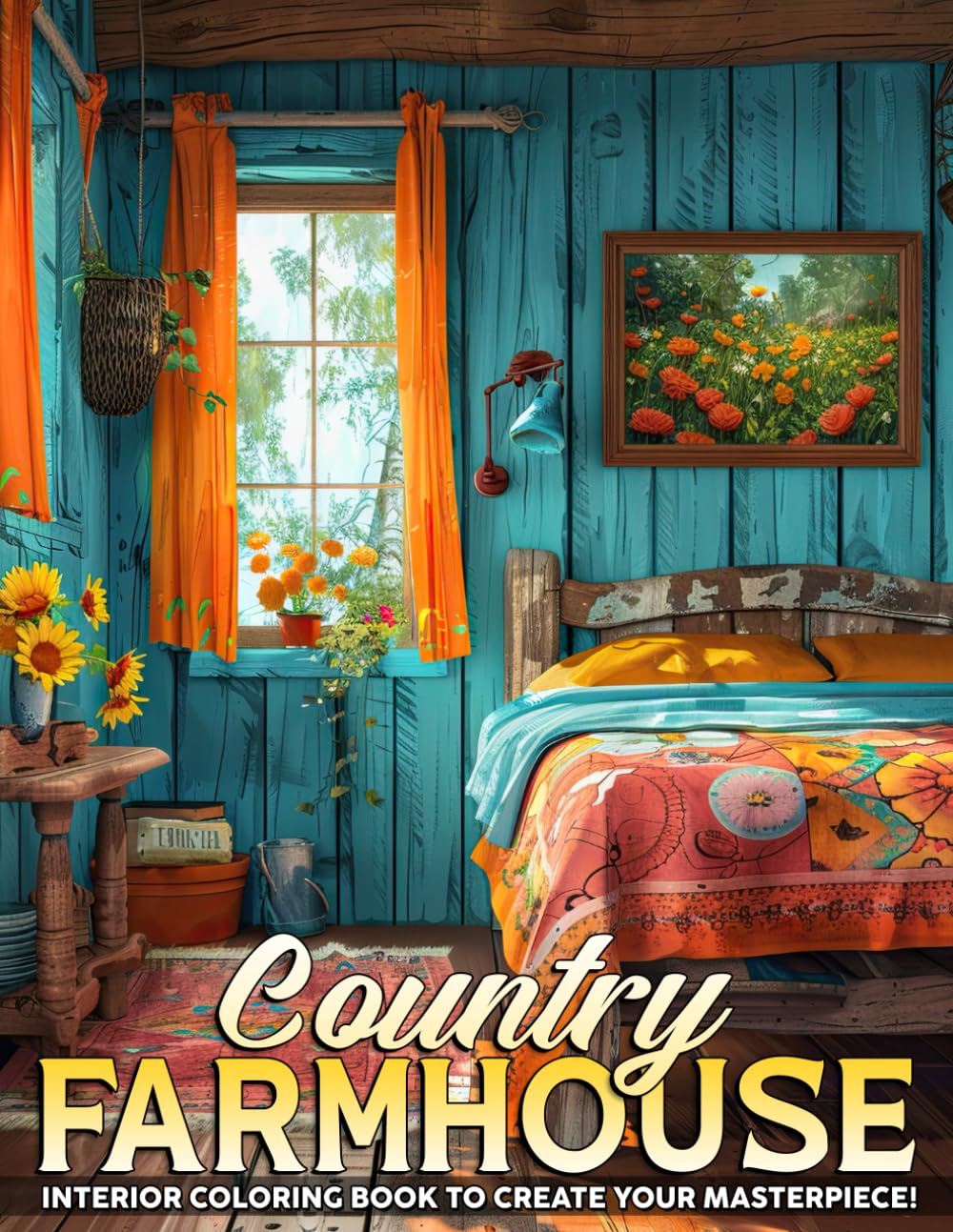 Country Farmhouse Interior Coloring Book: Adult Coloring Pages with Inspirational Countryside Interior Designs, Fun Room Ideas, and Beautifully Decorated Farm House for Relaxation