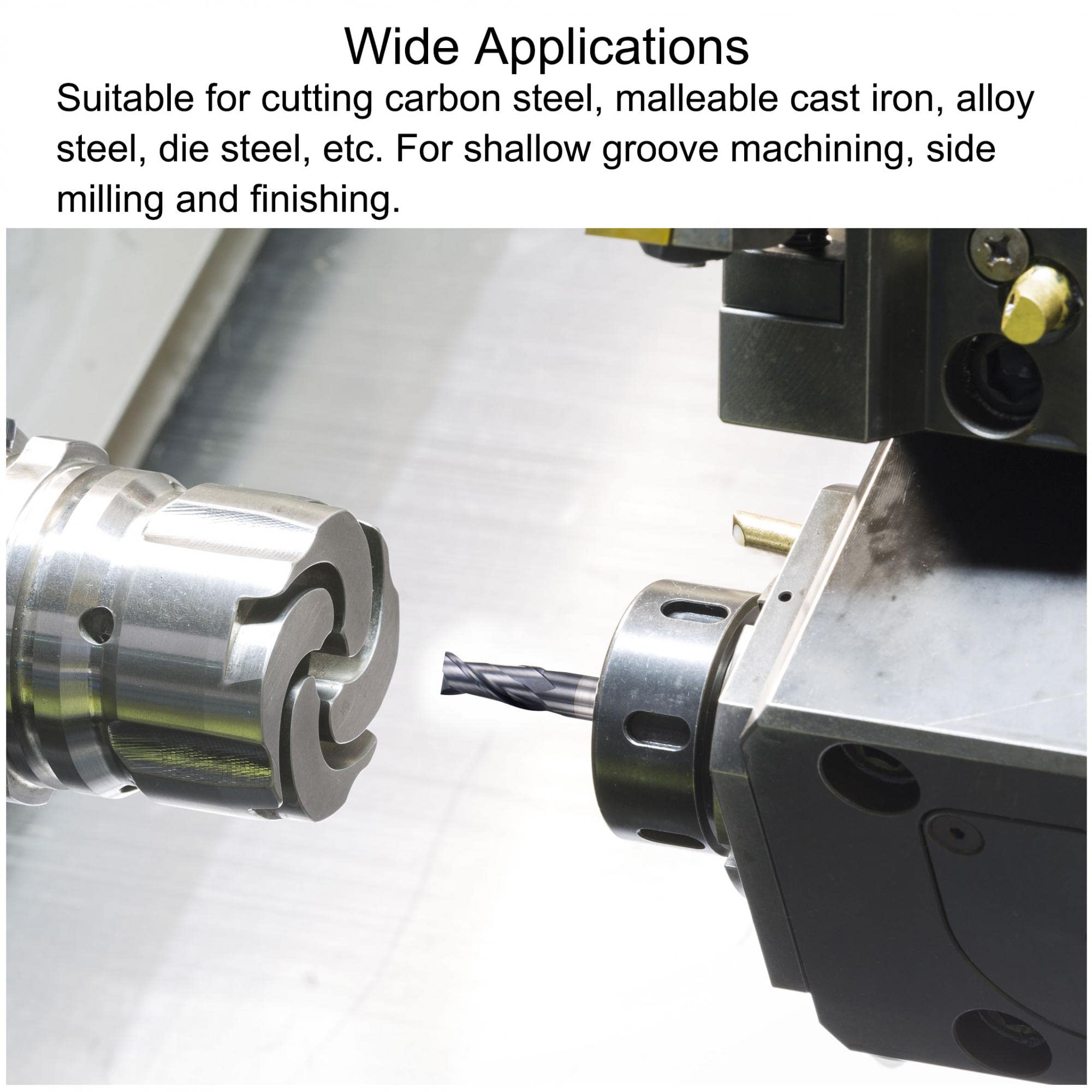 sourcing map Vierkant-Nasen-Schaftfräser, 4 mm Spitze, Durchmesser Vollhartmetall, AlTiN-beschichtete CNC-Fräser-Bits, 2 Flöten, Spiralfräser, HRC45 mit 4 mm Schaft, 75 mm Länge