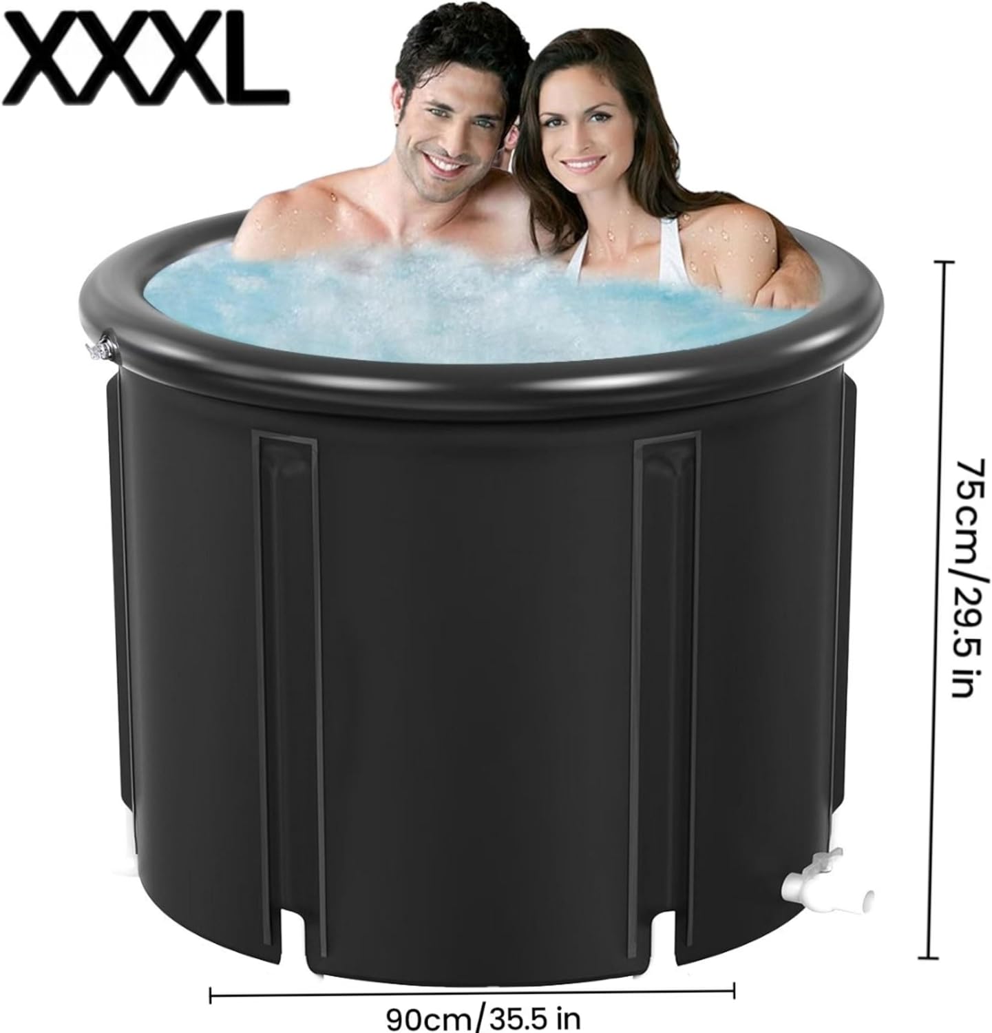 Large Ice Bath Portable Inflatable Bathtub 35.4in*29.5in Ice Bath Tub 106 Gallon Freestanding Tub with Lid Suitable for Home and Outdoor Use