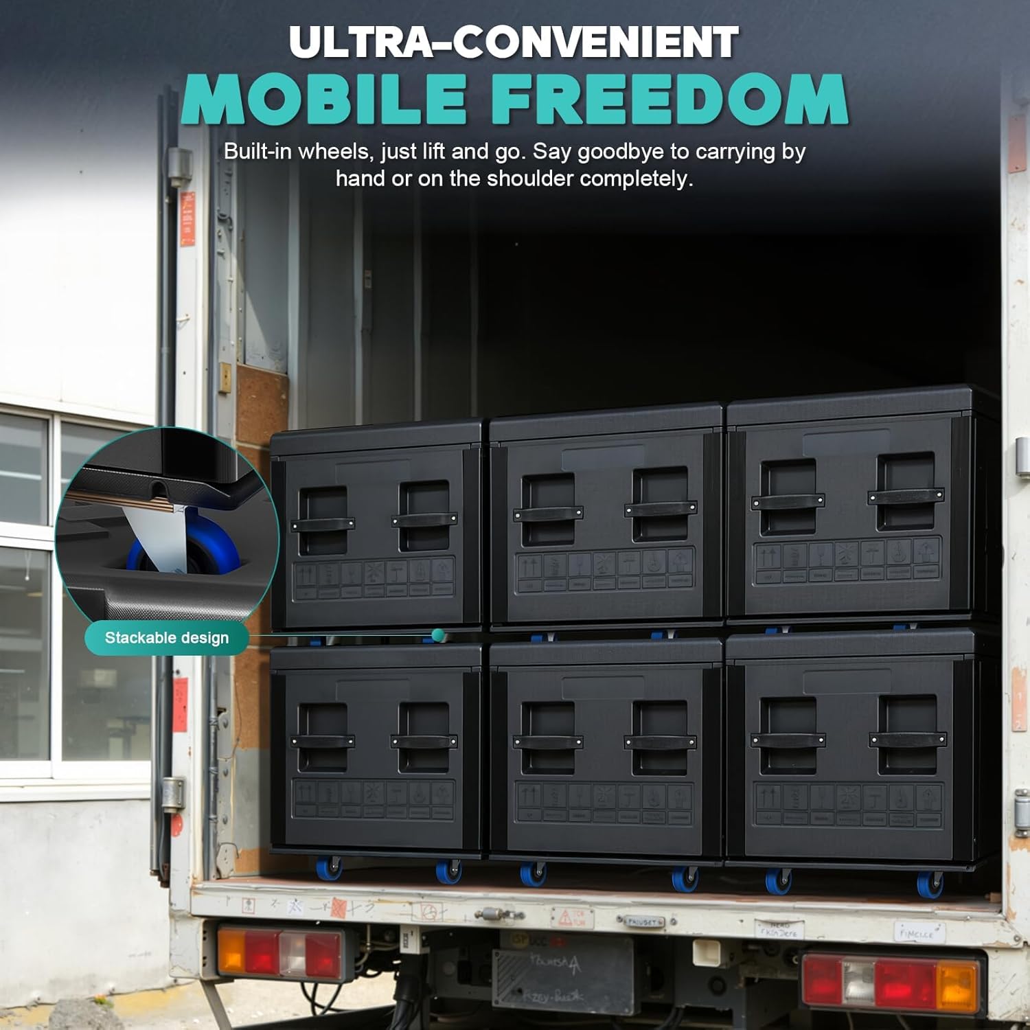 Cable Trunk Road Case Professional Stackable ATA Rolling Storage Road Cases with Wheels Lockable Casters Waterproof Touring Utility Tours for Pro Audio & DJ Equipment (44 x 22 x 24 Inches)