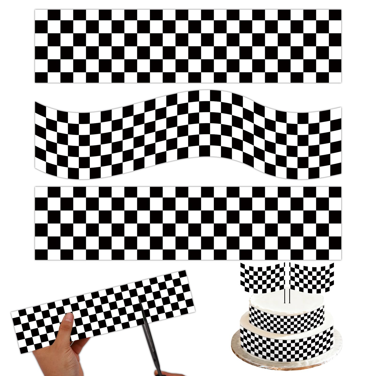 Photo 1 of SAVITA Edible Racing Car Cake Border Strips (3pcs)