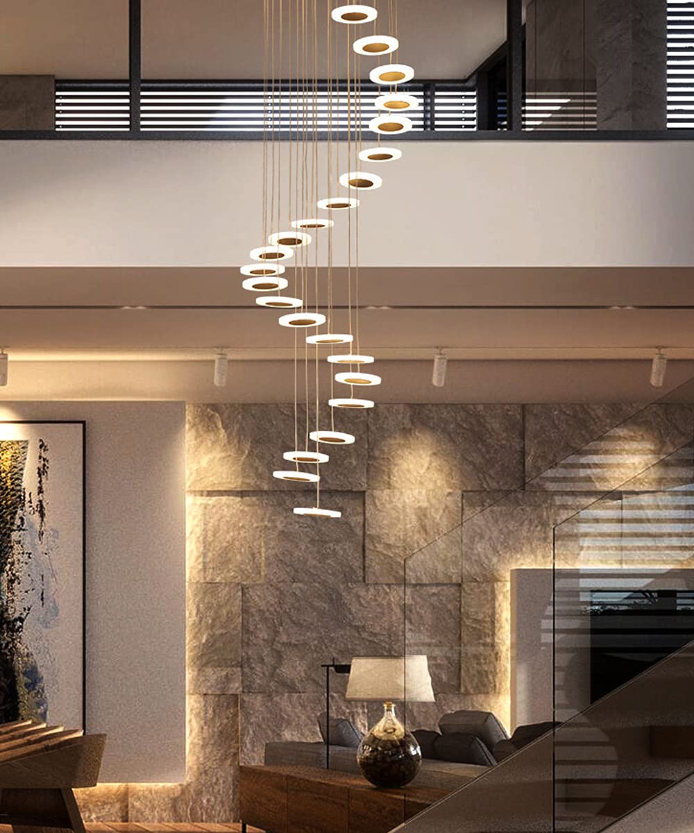 Wiszący salon hotel żyrandol żelazo i akrylowa sufitowa 3000K ciepłe lekkie wisiorka do restauracji schody kawiarni Deco Wisząca lampka regulowana, 42 Flammig