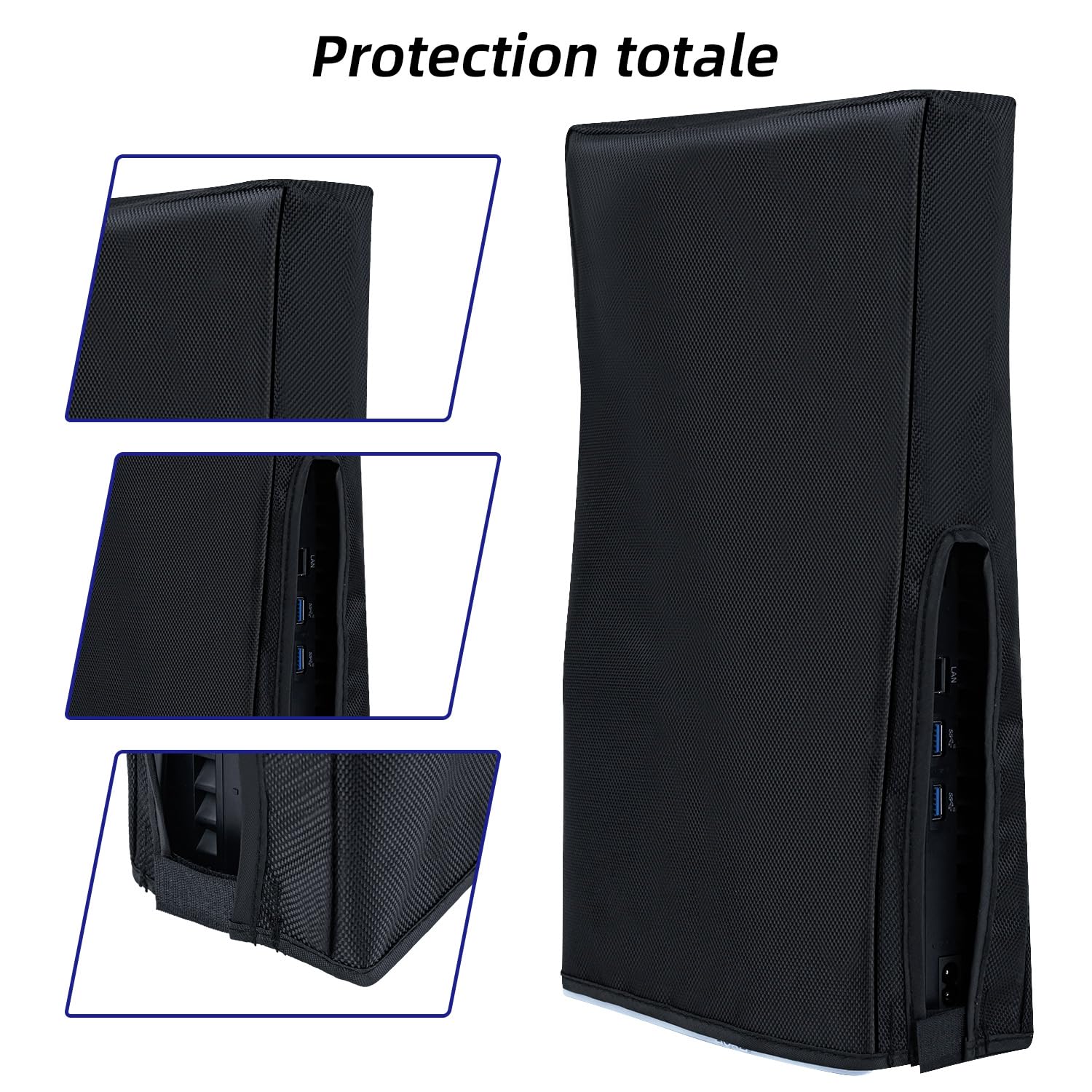 Mcbazel Housse PS5 Slim PS5 Slim Dust Cover Anti-Scratch Housse de Protection Anti-Poussière pour PlayStation 5 Slim Digital/Disc Game Console-Noir