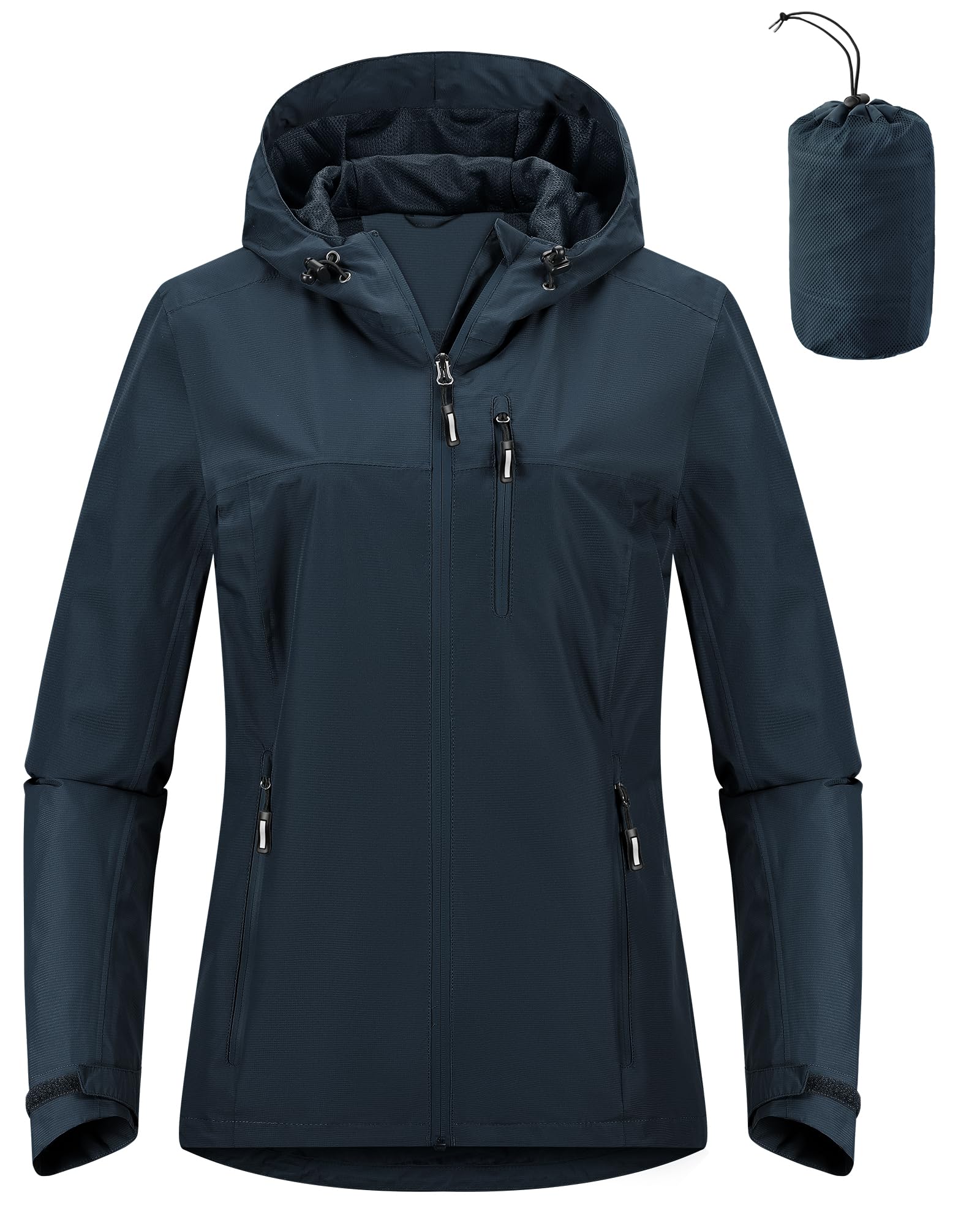 Outdoor Ventures Packable Rain Jacket Women Waterproof Raincoat with Hood