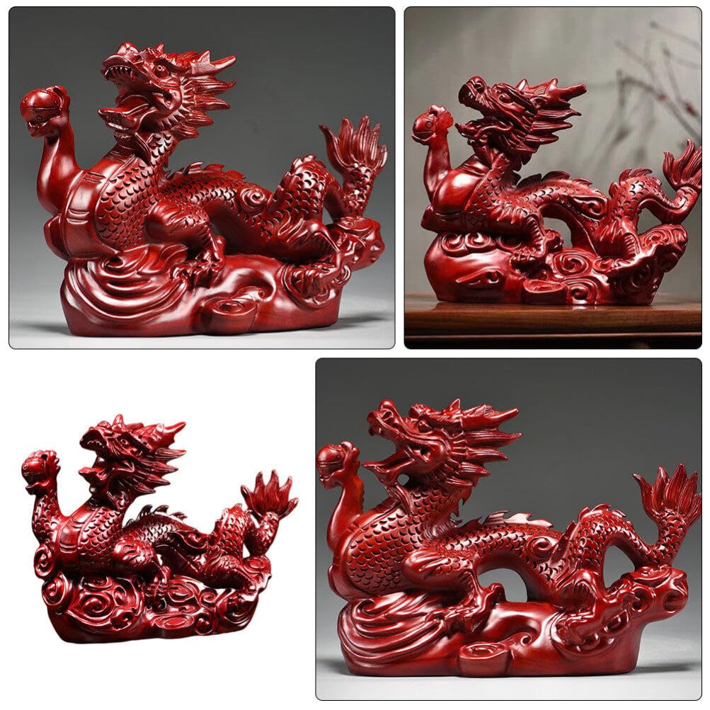 Amazon.co.jp: NUOLUX 龍 置物 昇運金龍 龍年 新年 黒檀製 竜 グッズ