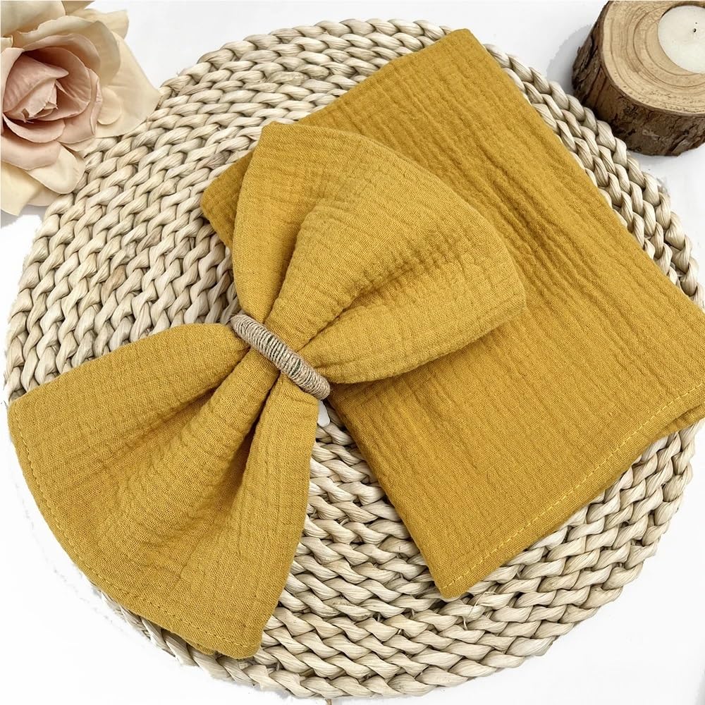 cloth napkins, 50PCS Gauze,Cotton Thick Napkins For Party Dinner Wedding Table Decor(Turmeric)