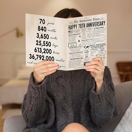 Miniatura 5 de Tarjeta de aniversario de boda grande para mujeres y hombres, divertidos regalos de matrimonio de 70 años para abuelo, tarjeta de aniversario de