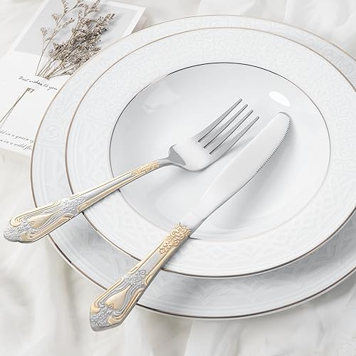 Miniatura 3 de HF HOFTEN - Juego de cubiertos de 20 piezas de acero inoxidable colorido para 4, incluye tenedor, cuchara, cuchillo y cubiertos para uso diario y