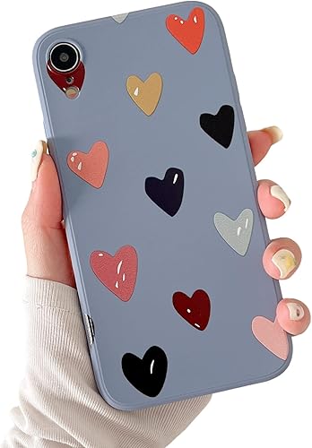 ZUKKASHAN Compatible con iPhone XXS, silicona suave TPU a prueba de golpes, lindo patrón de corazones para niñas y mujeres, cubierta trasera del