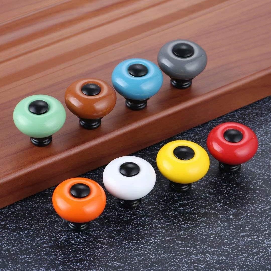 セラミックキャビネットノブ 6個パック マルチカラー(Blue)