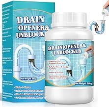 Drain Cleaner Powder 260 g, Fast-Acting Sinks and Foaming Tubes, Removes Hair, Grease, Soap and Food Residues from Kitchen, Bathroom, Showers and Toilet
