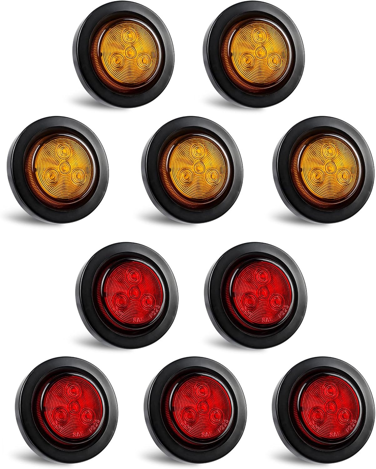 Round Marker Light Kit With Grommet Red Halo Glo 2 Round 6 LED Truck Trailer Marker Clearance Light Kit With Grommet LED Marker Lights - Foto 4
