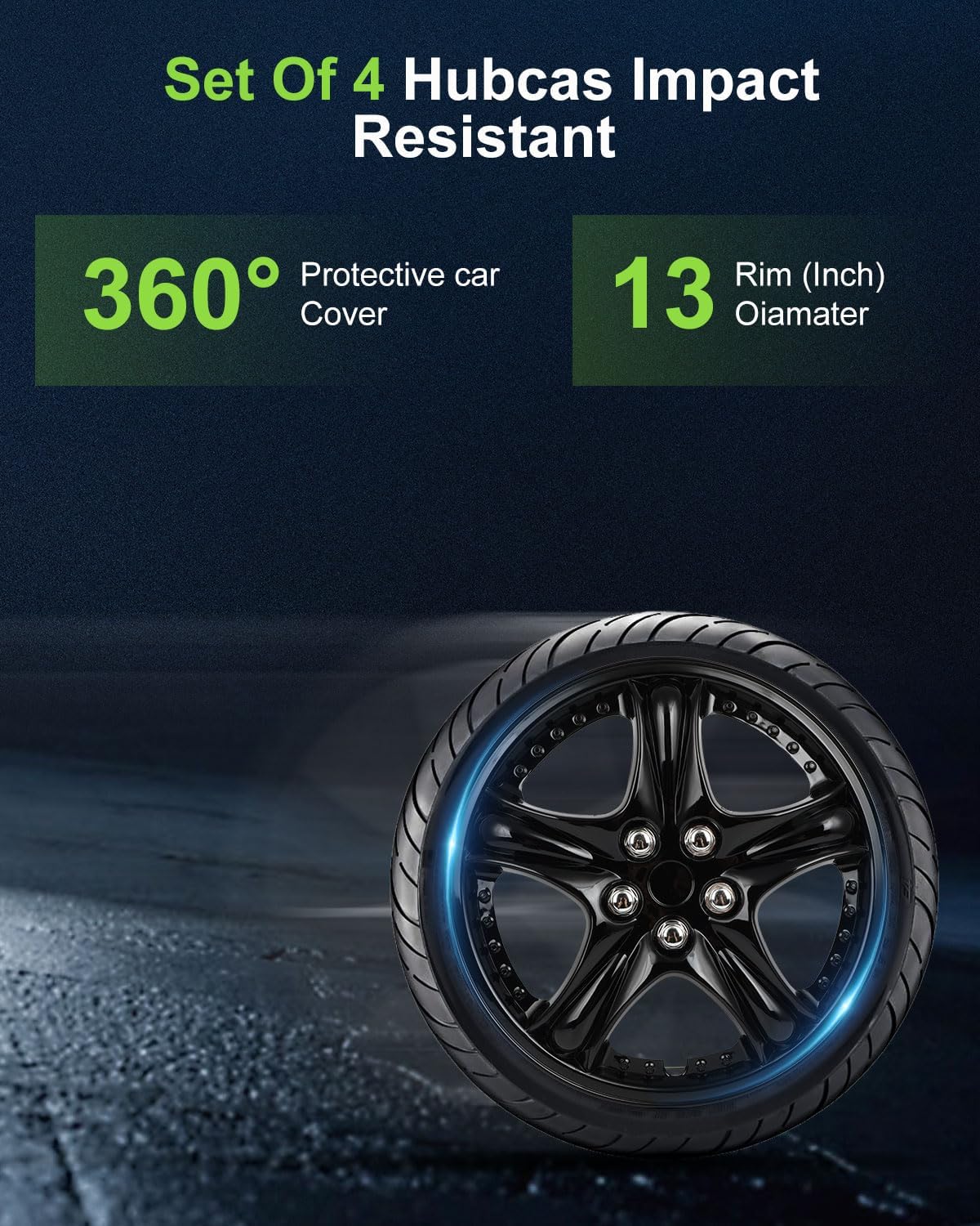 SCITOO 4pcs Set of 14-Inch Black Hubcaps can be Easily Installed on Car Truck SUV,Suitable for a Variety of Models,Beautiful and Rust-Proof