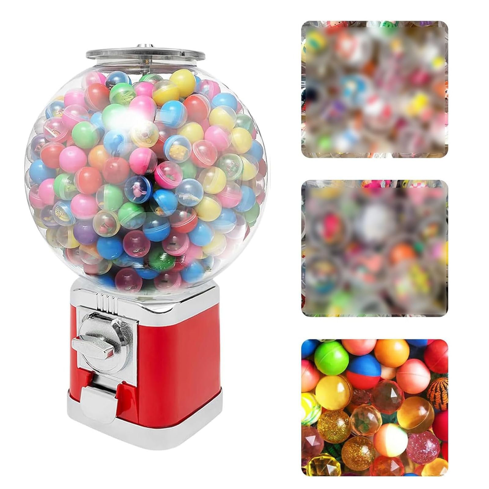 Kaugummi- Und Kapselautomat, Süßigkeiten-kapselautomat, Mit 100 Spielzeugkapseln, Keine Münzen Erforderlich, Für Partys, Gewinnbereiche, Spielwarengeschäfte. red