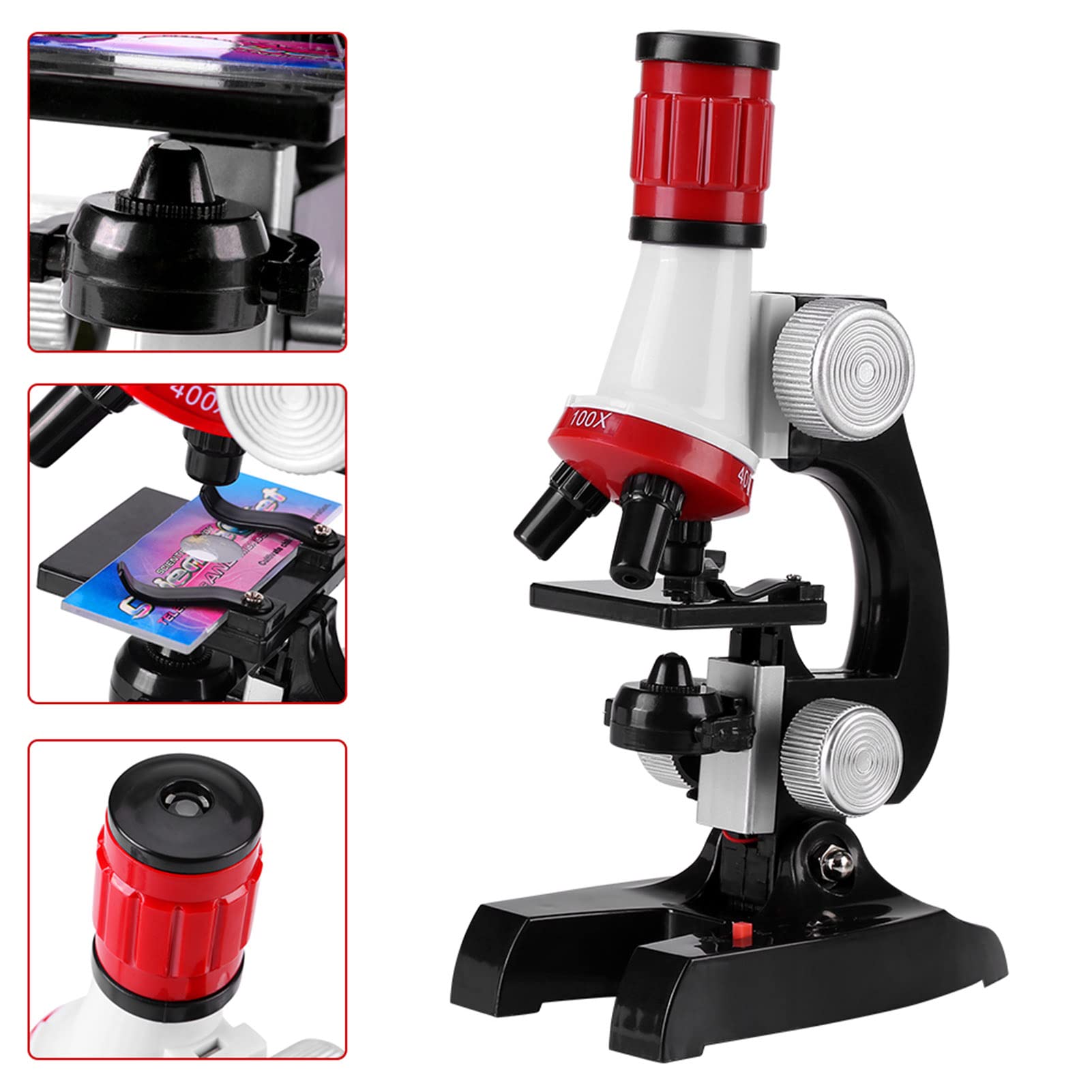NDNCZDHC Student Educational Toys Elementary Microscopes Homeschool Science Teaching Biological Monocular Microscopes 100X, 400X and 1200X Magnification
