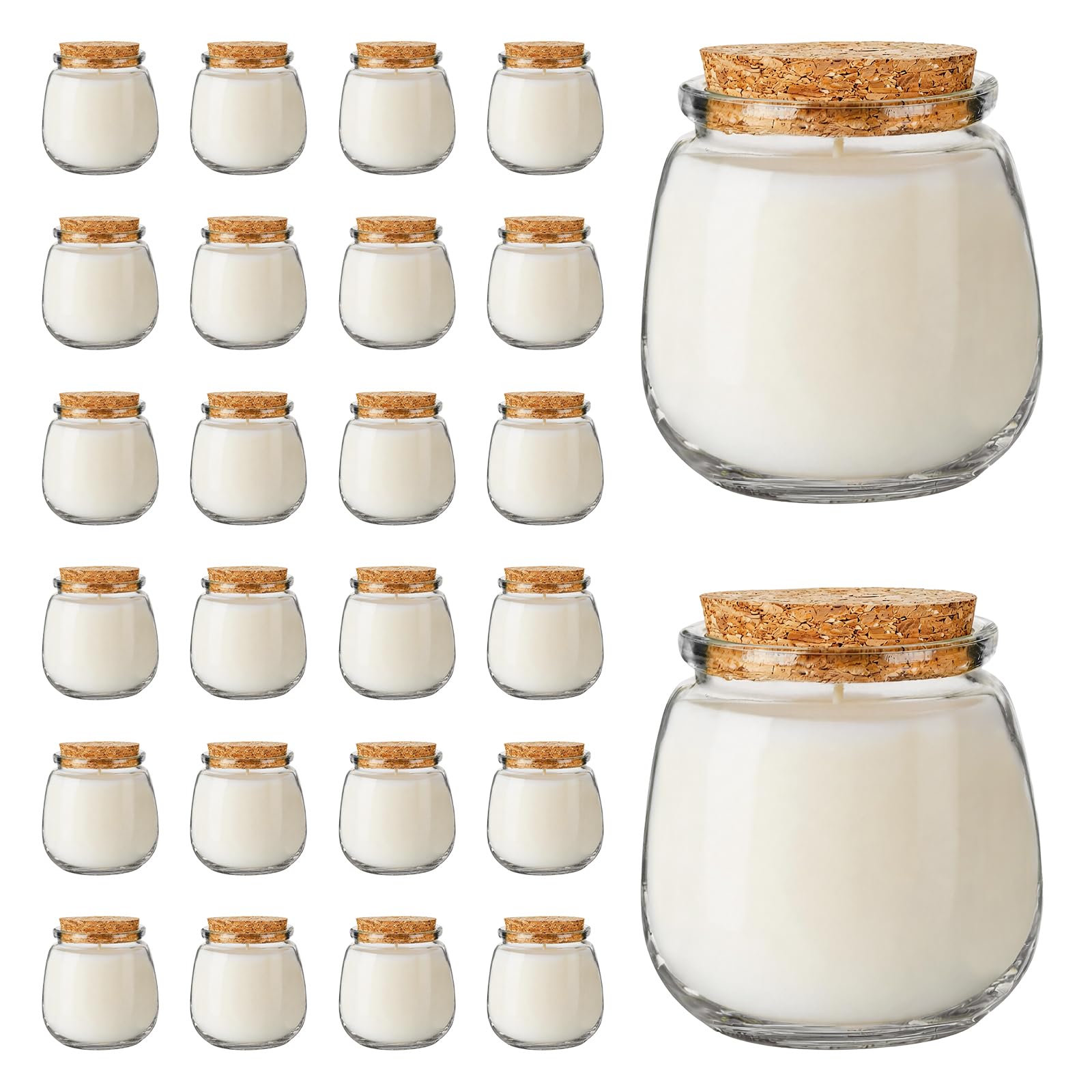 Candele profumate alla vaniglia, confezione da 24 candele in barattolo di vetro trasparente da 113,4 g, candele per aromaterapia in cera di soia naturale per la casa, decorazioni natalizie, set