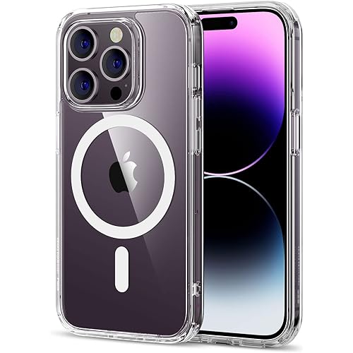 ESR for iPhone 14 Pro Max Case, Compatible with MagSafe, Shockproof Military-Grade Protection, Yellowing Resistant, Magnetic Classic Hybrid Case (HaloLock), Clear
