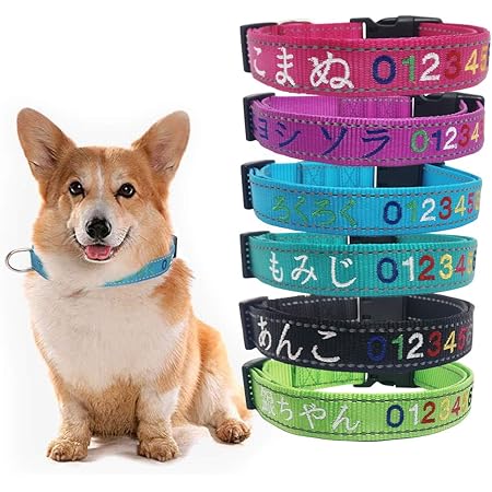 Amazon 犬 首輪 迷子札 名前刺繍首輪 刺繍ネーム首輪 名札 Idタグカスタム オーダーメイド ダブル反射テープ付き ナイロン 小型犬 中型犬 大型犬 首輪 首周り調節可能 名入れ おしゃれ ペット用品 Oncpcare ベーシック首輪 通販