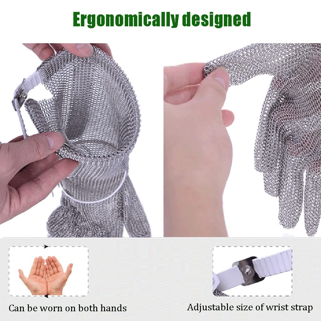 Guantes Resistentes al Corte de Metal alargados de 38 cm, Matanza/Aventura al Aire Libre/Planta de procesamiento de Alimentos (Color : 1pcs/S)