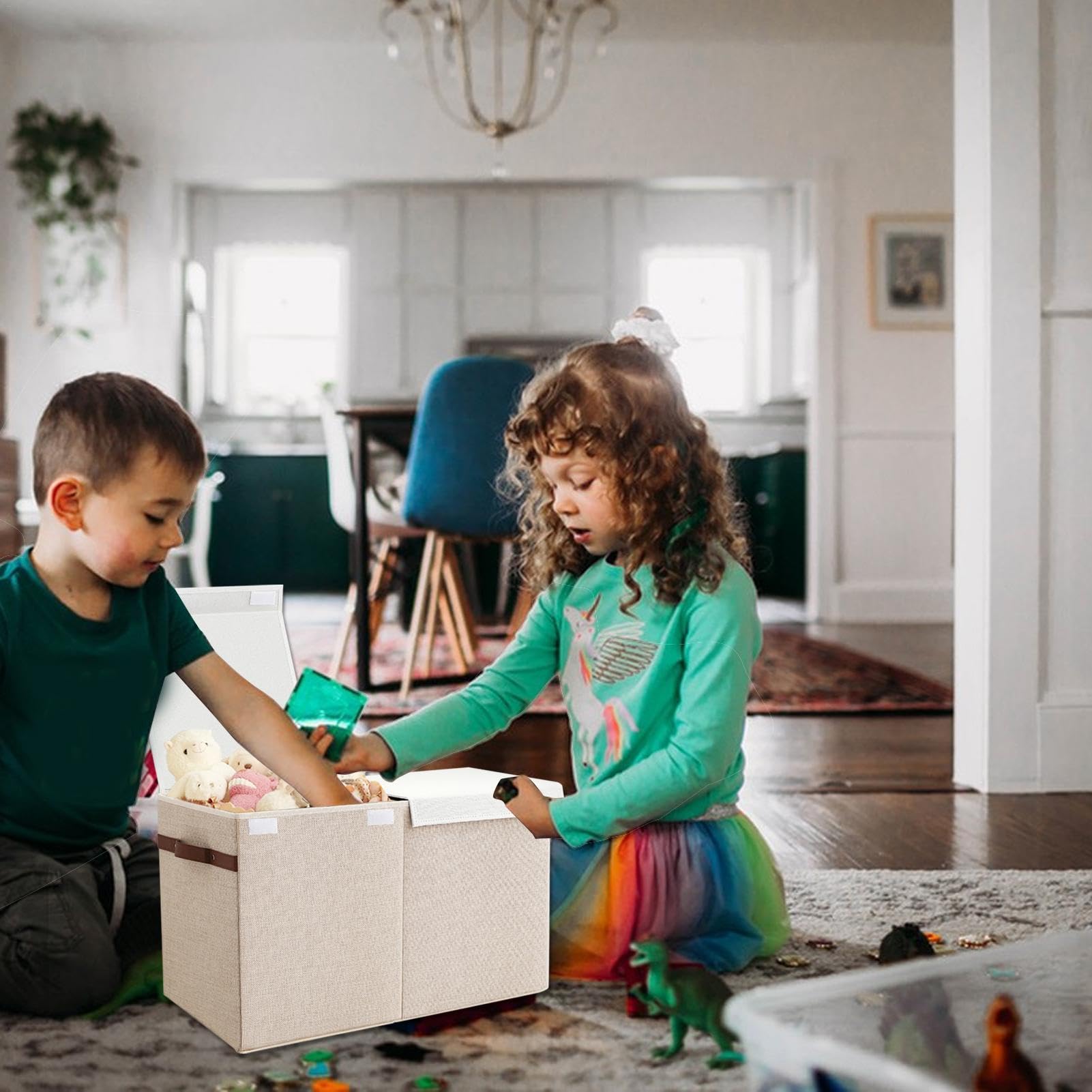Scatola per giocattoli per bambini, cassapanca per giocattoli Cassetta | Contenitori pieghevoli con coperchio, grande cassettiera portaoggetti per giocattoli per la stanza d