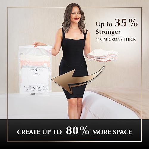 Miniatura 2 de GENIE SPACE - Almacenamiento de bolsas al vacío increíblemente fuertes que ahorran espacio  2 bolsas pequeñas (24 x 16 pulgadas)  Herméticas y