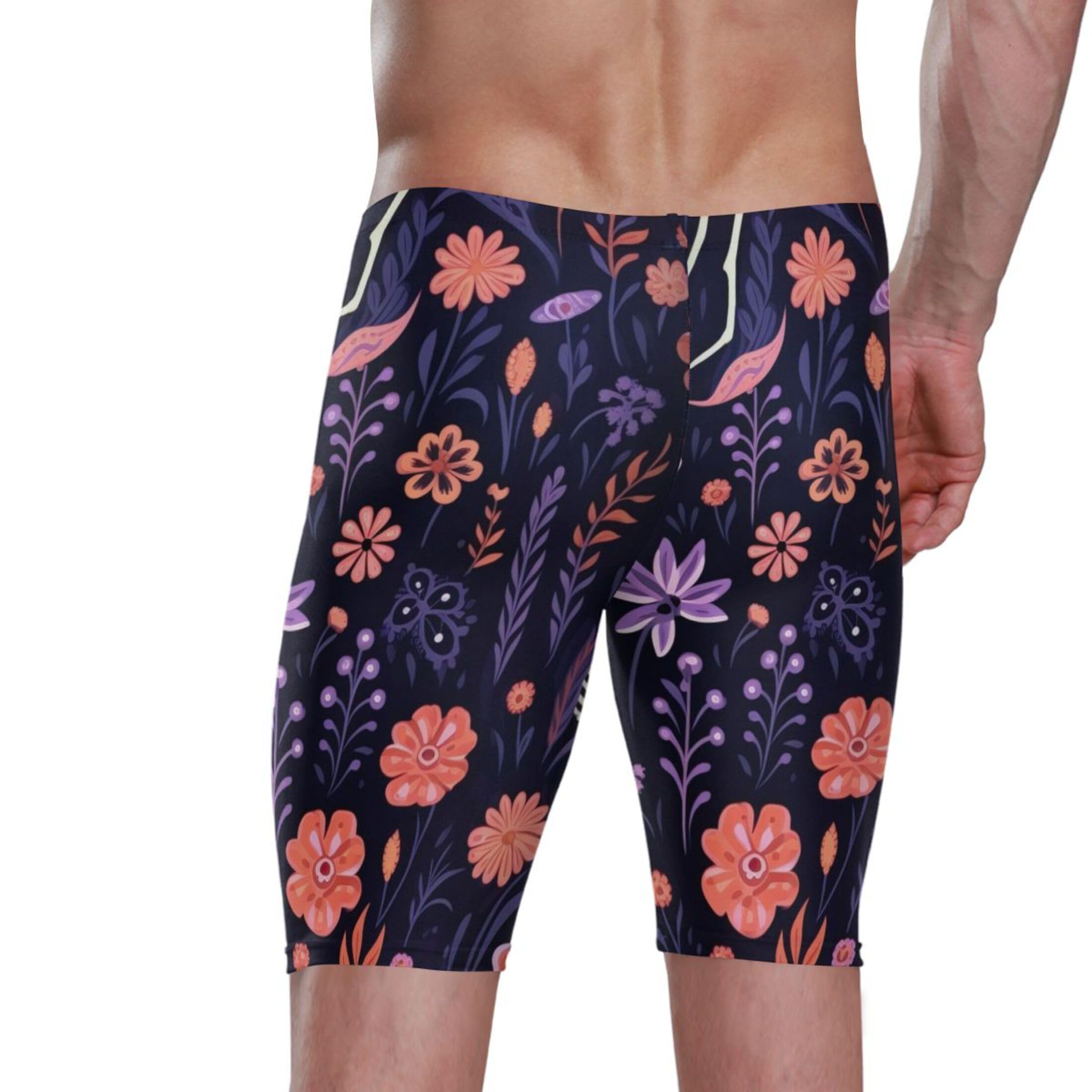 Sugar Skull Skeleton Gothic Flowers Swim Jammers Swimsuit for Men XXL B0400648