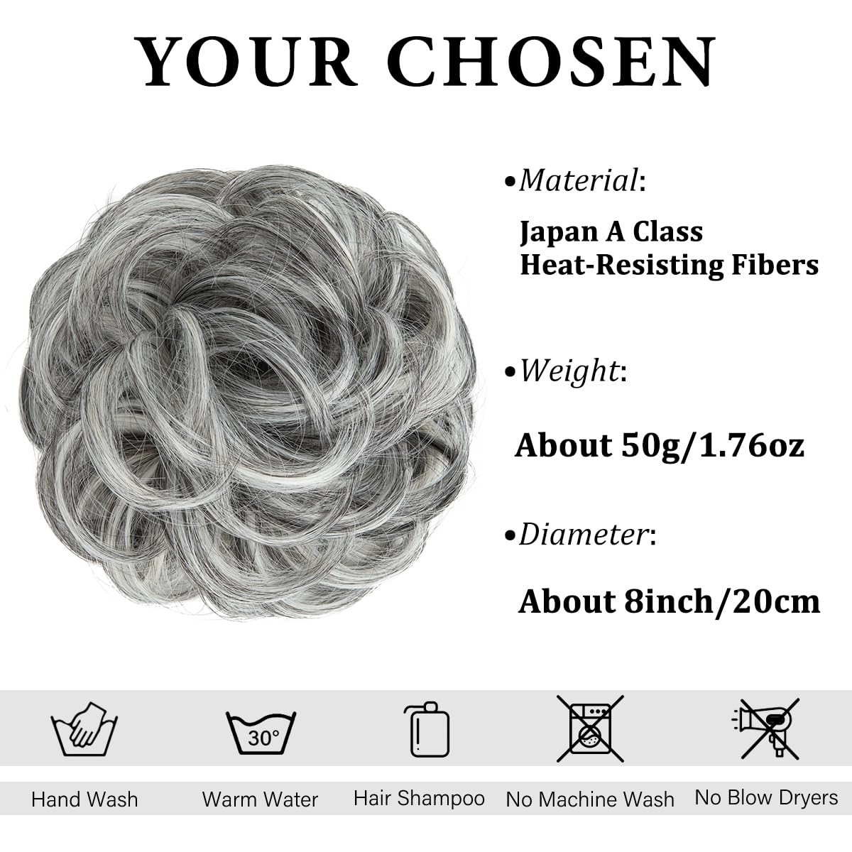 SARLA Messy Hair Bun Hair Piece for Womens Synthetic Hair Buns Extension Scrunchies Hairpieces Ponytail Hair Extensions Dark Grey - Image 3