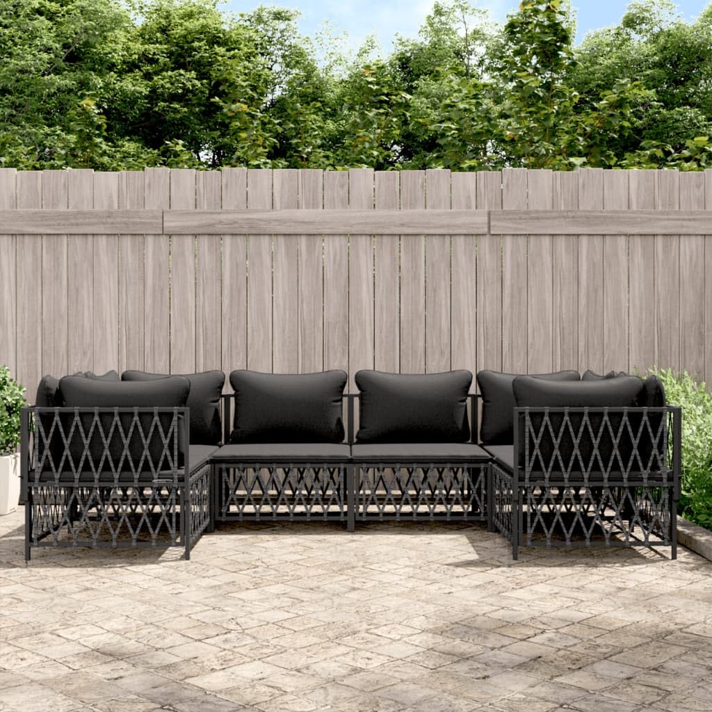 KCCKOM Garden Furniture Set 6 Piece Patio Lounge Set with Cushions Anthracite Steel