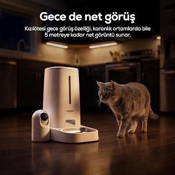 Xenon Smart Akıllı Mama Kabı (Kameralı) | 2MP Gece Görüş WiFi Mobil Kontrol Çelik Kase Çift Yönlü Ses X8610