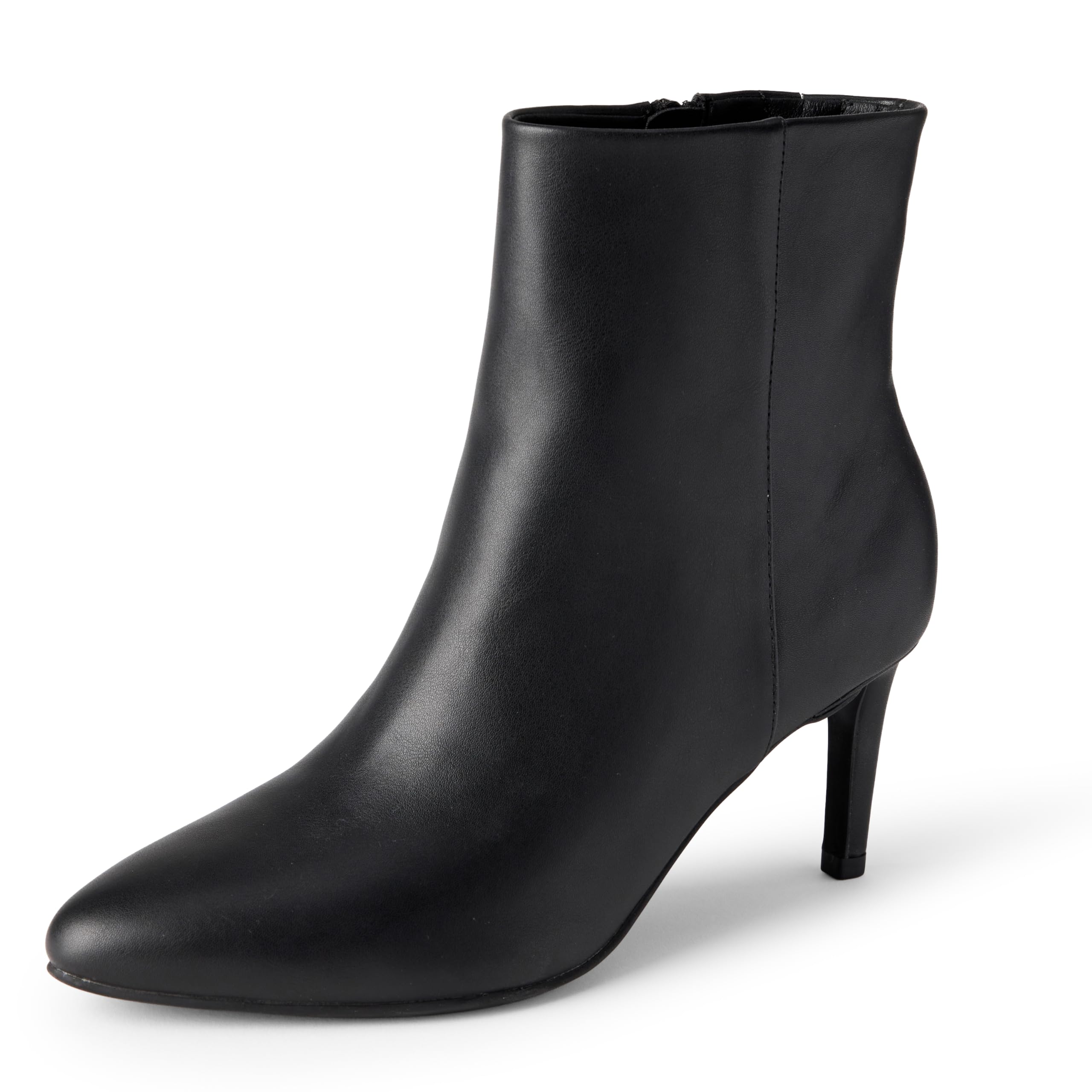 Amazon Essentials Women's Stiletto Dress Ankle Boots, Black Faux Leather, 7.5 UK