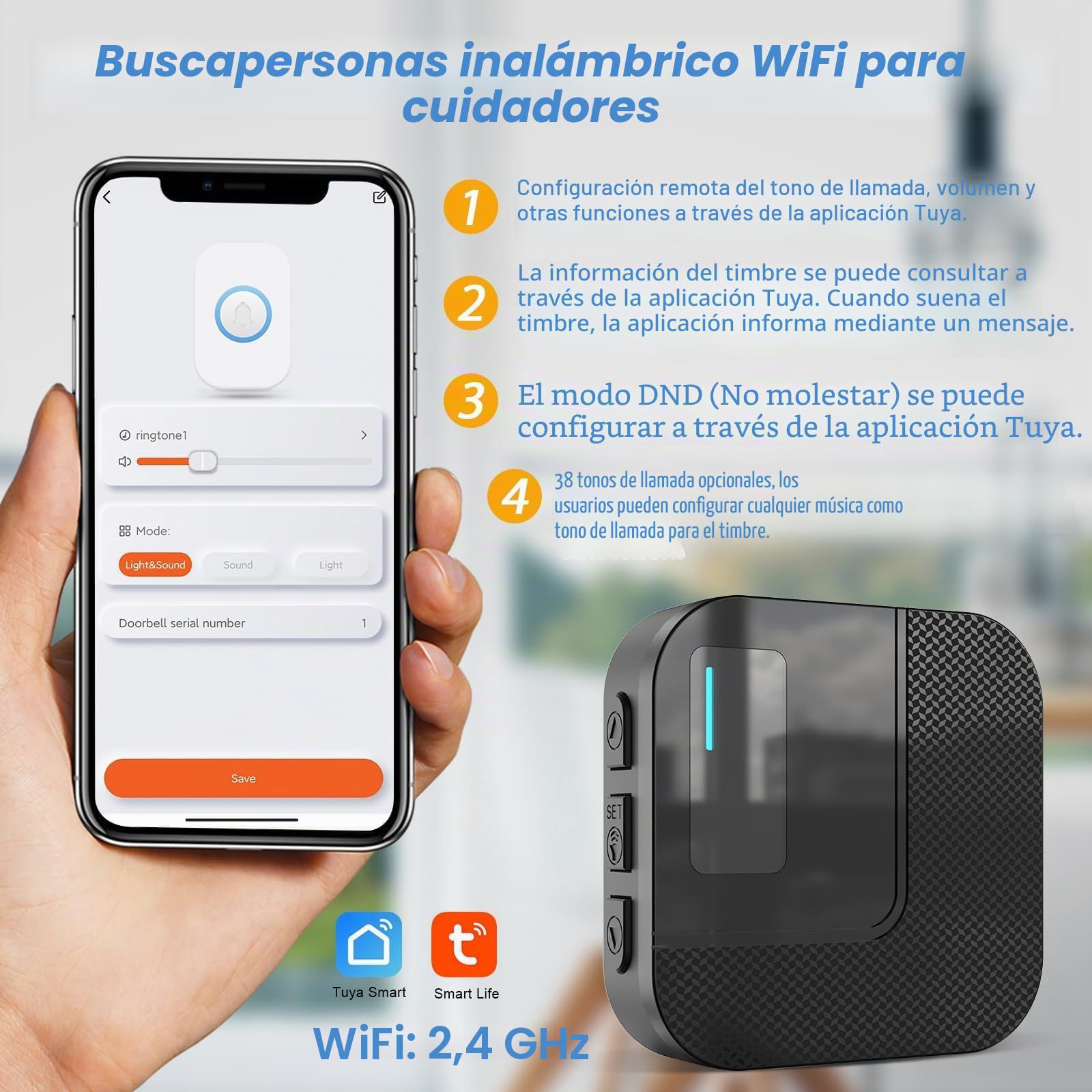 DAYTECH Botón de llamada de emergencia portátil WiFi Tuya Smart seniors, sistema de alerta para personas mayores y discapacitadas, SOS para niños